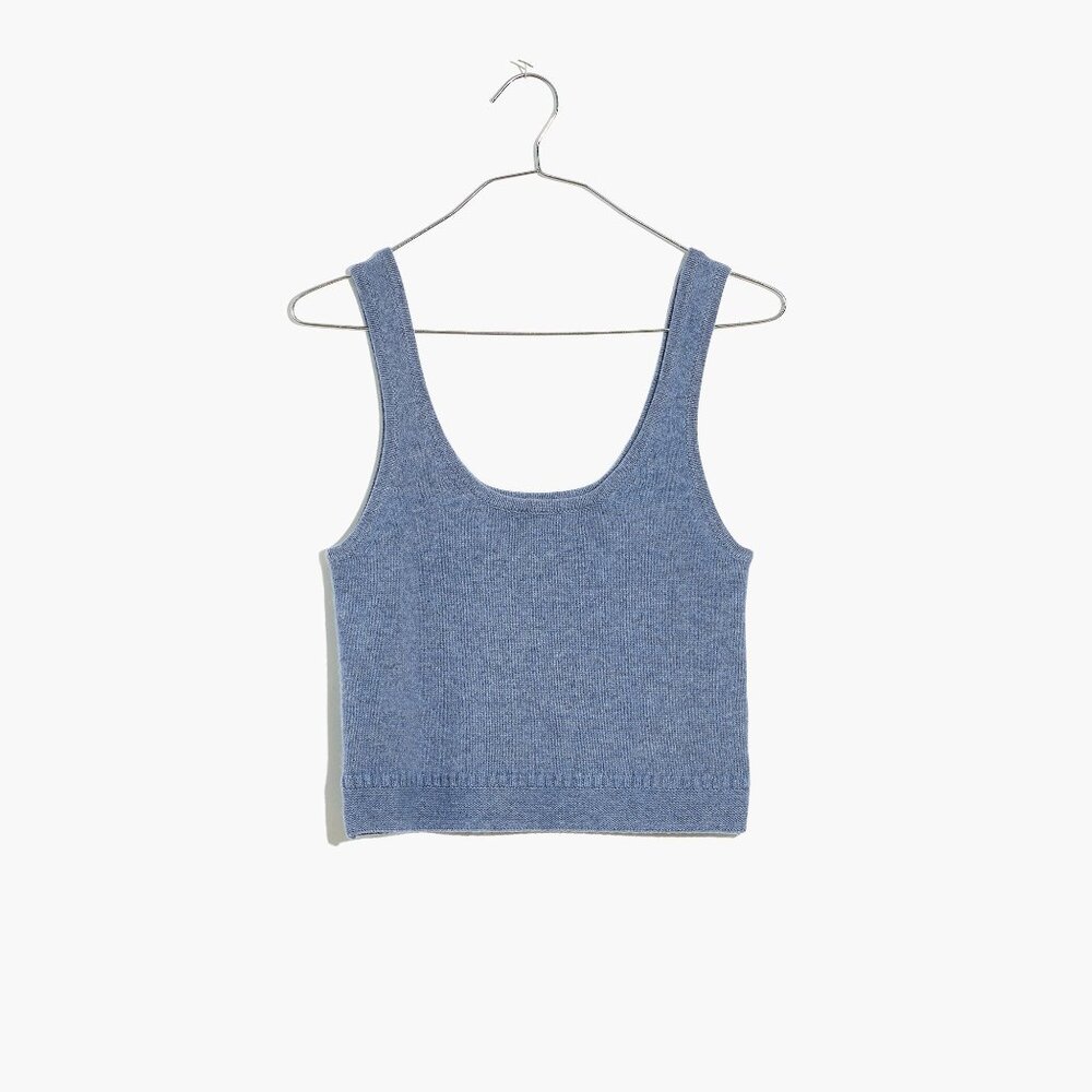 Madewell Clemence Cropped Sweater Tank in Cornflower Blue